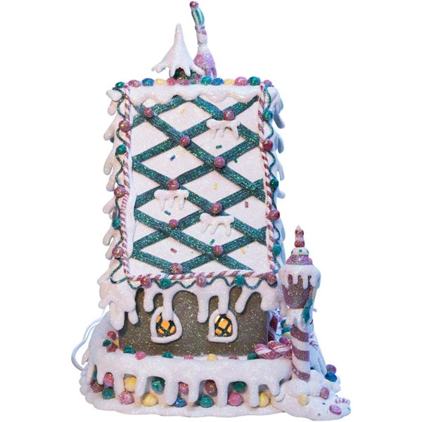 Kurt Adler 13-Inch Clay Dough Gingerbread Inn – Pre-Lit Holiday Decoration With C7 Bulb